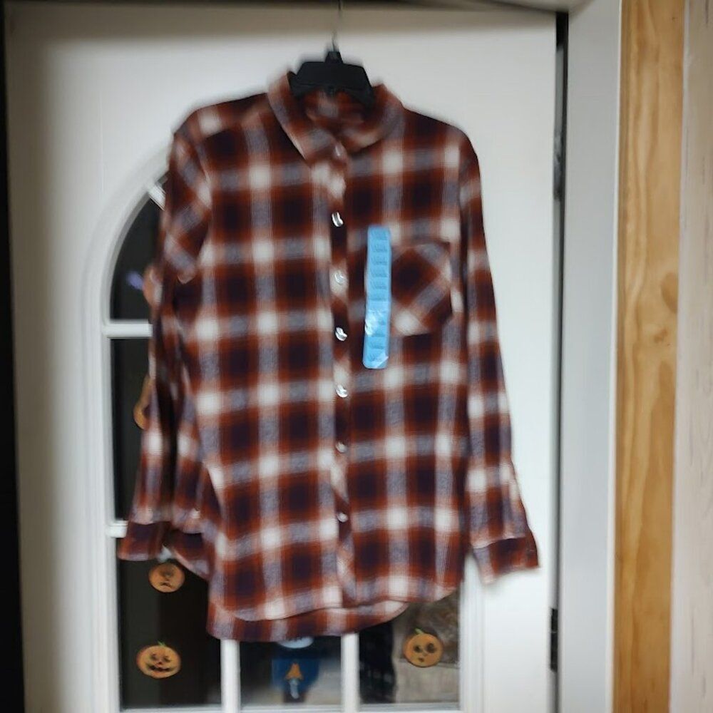 New Gap Moana Plaid Relaxed Fit Flannel Size Women's L